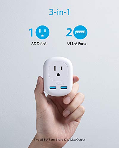 Anker European Travel Adapter, PowerExtend USB Plug International Power Adapter with 2 USB and 1 Outlet, US to Most of Europe EU Spain Iceland Italy France Germany