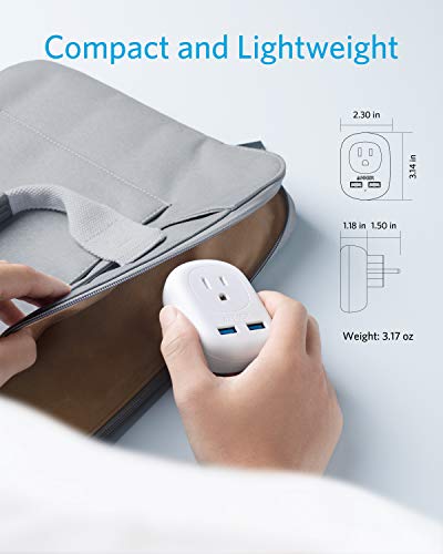 Anker European Travel Adapter, PowerExtend USB Plug International Power Adapter with 2 USB and 1 Outlet, US to Most of Europe EU Spain Iceland Italy France Germany