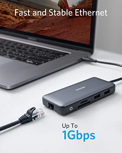 Anker USB C Hub, PowerExpand 8-in-1 USB C Adapter, with Dual 4K HDMI, 100W Power Delivery, 1 Gbps Ethernet, 2 USB 3.0 Data Ports, SD and microSD Card Reader, for MacBook Pro, XPS and More