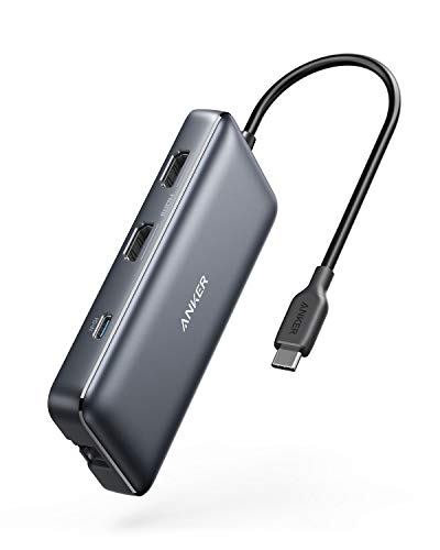 Anker USB C Hub, PowerExpand 8-in-1 USB C Adapter, with Dual 4K HDMI, 100W Power Delivery, 1 Gbps Ethernet, 2 USB 3.0 Data Ports, SD and microSD Card Reader, for MacBook Pro, XPS and More