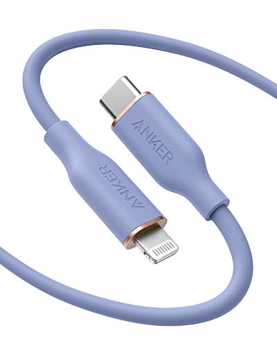 Anker Powerline III Flow, USB C to Lightning Cable for iPhone 12 Pro Max / 12/11 Pro/XS/XR / 8 Plus, AirPods Pro, (6 ft) [MFi Certified] Supports Power Delivery, Silica Gel (Lavender Grey)