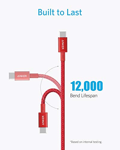 Anker USB C Cable 100W 10ft, New Nylon USB C to USB C Cable 2.0, Type C Charging Cable Fast Charge for MacBook Pro 2020, iPad Pro 2020, iPad Air 4, Galaxy S20, Pixel, Switch, LG, and More(Red)