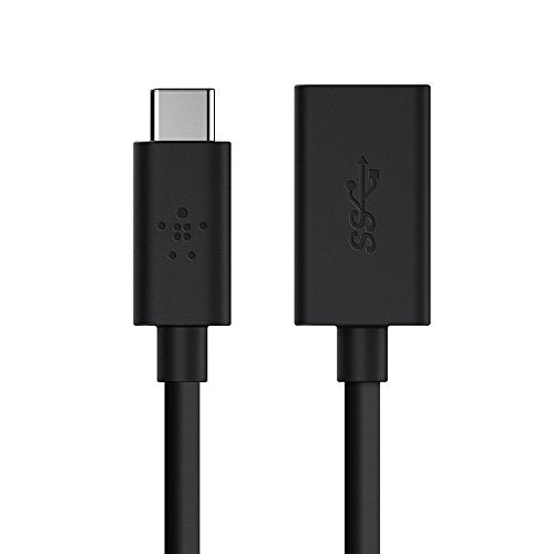 Belkin F2CU036btBLK USB-If Certified 3.0 USB Type C (USB-C) to USB A Adapter, Compatible with USB-C Devices Including New MacBook and Chromebook Pixel