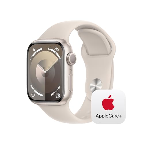 Apple Watch Series 9 GPS 41mm Starlight Aluminum Case with Starlight Sport Band - S/M with AppleCare+ (2 Years)