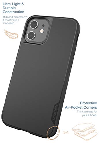 Smartish iPhone 12/12 Pro Slim Case - Kung Fu Grip [Lightweight + Protective] Thin Cover (Silk) - [Updated Version] - Black Tie Affair