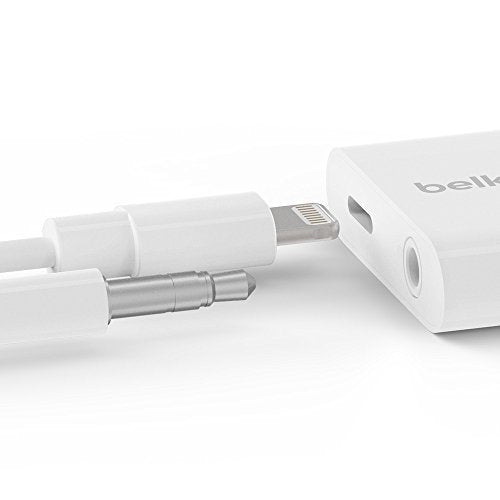 Belkin 3.5 mm Audio + Charge RockStar Headphone Jack Adapter for iPhone X, iPhone 8, iPhone 8 Plus, iPhone 7 and iPhone 7 Plus