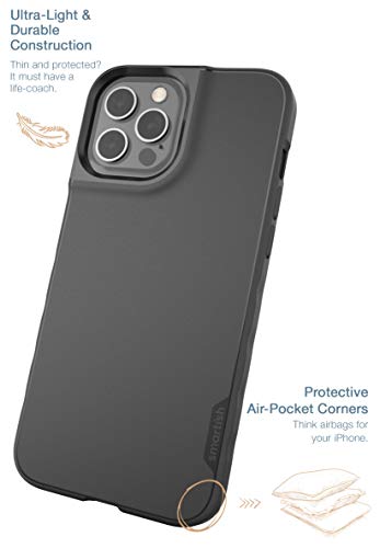 Smartish iPhone 12 Pro Max Slim Case - Kung Fu Grip [Lightweight + Protective] Thin Cover (Silk) - [Updated Version] - Black Tie Affair