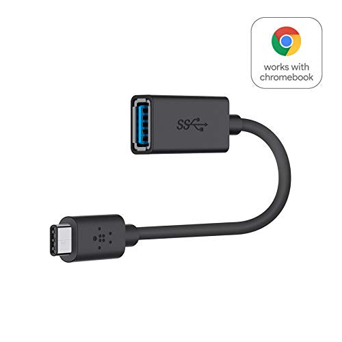 Belkin F2CU036btBLK USB-If Certified 3.0 USB Type C (USB-C) to USB A Adapter, Compatible with USB-C Devices Including New MacBook and Chromebook Pixel