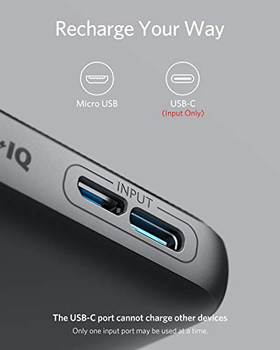 Anker Portable Charger, PowerCore Slim 10000 Power Bank, Compact 10000mAh External Battery, High-Speed PowerIQ Charging Technology for iPhone, Samsung Galaxy and More (USB-C Input Only)