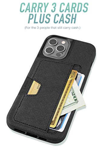 Smartish iPhone 12 Pro Max Wallet Case - Wallet Slayer Vol. 2 [Slim Protective Kickstand] Credit Card Holder (Silk) - Black Tie Affair