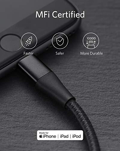 Anker Powerline+ II Lightning Cable 3-Pack (3 ft, 3 ft, 6 ft), MFi Certified for Flawless Compatibility with iPhone 11/11 Pro / 11 Pro Max/Xs/XS Max/XR/X / 8/8 Plus / 7 and More (Black)