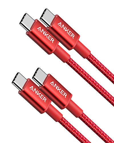 USB C Cable, Anker 2 Pack New Nylon USB C to USB C Cable (3.3ft 60W), PD Type C Charging Cable for MacBook Pro 2020, iPad Pro, Galaxy S20, Switch, Pixel, LG and Other USB C Charger(Red)