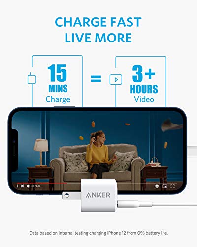 Anker Nano Charger, 20W PIQ 3.0 Durable Compact Fast Charger with 6ft USB-C to Lightning Cable, PowerPort III USB-C Charger for iPhone 12 / 12 Mini / 12 Pro / 12 Pro Max / iPad Pro and More