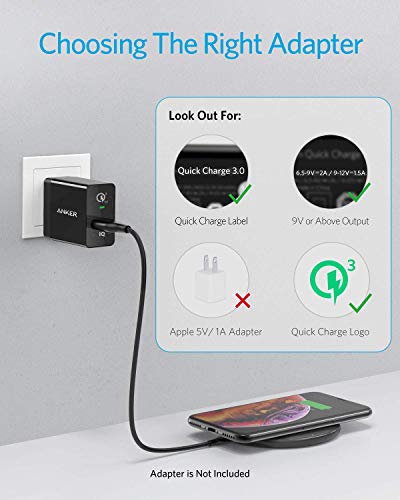 Anker 10W Max Wireless Charger, PowerWave Pad Upgraded, Qi-Certified Wireless Charging 7.5W for iPhone Xs Max XR XS X 8/8 Plus, 10W for Galaxy S10 S9 S8, S9 Plus, Note 9 (No AC Adapter)