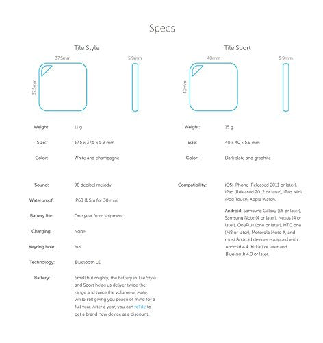 Tile Combo Pack - Key Finder. Phone Finder. Anything Finder (1 Tile Sport and 1 Tile Style) - 2 Pack