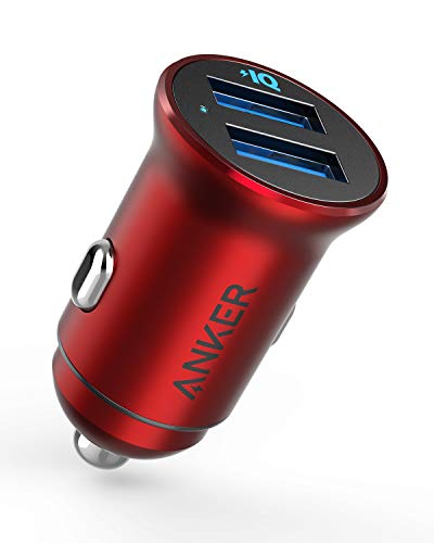 Car Charger, Anker Mini 24W 4.8A Metal Dual USB Car Charger, PowerDrive 2 Alloy Flush Fit Car Adapter with Blue LED, for iPhone 11/XR/Xs/Max/X/8/7/Plus, iPad Pro/Air 2/Mini, Galaxy, LG, HTC and More