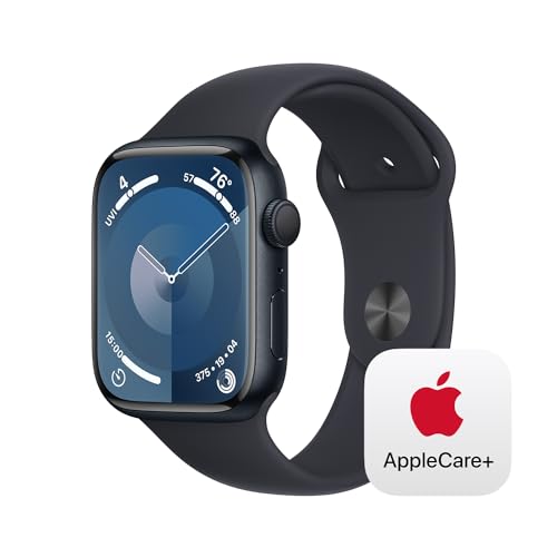 Apple Watch Series 9 GPS 45mm Midnight Aluminum Case with Midnight Sport Band - M/L with AppleCare+ (2 Years)
