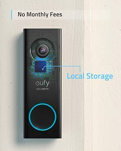 eufy Security, Wi-Fi Video Doorbell, 2K Resolution Video doorbell Camera, No Monthly Fees, Secure Local Storage, Human Detection, 2-Way Audio, Free Wireless Chime-Requires Existing Doorbell Wires
