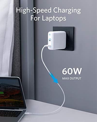 USB C Charger, Anker 60W GaN & PIQ 3.0 2-Port Type-C Charger with Intelligent Power Allocation, PowerPort III 2-Port 60W, US/UK/EU Plug for Travel, for MacBook, iPad Pro, iPhone, Galaxy and More
