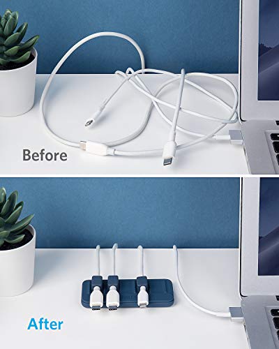Anker Cable Management, Magnetic Cable Holder, Desktop Multipurpose Cord Keeper, 5 Clips for Lightning Cables, USB C Cables, Micro Cables, Other Wires, Sticks to Wood, Marble, Metal, Glass (Blue)