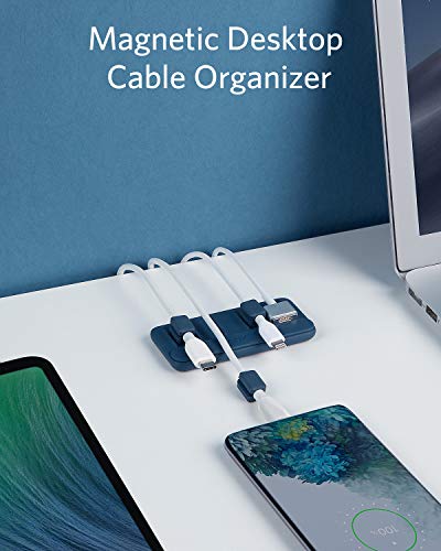 Anker Cable Management, Magnetic Cable Holder, Desktop Multipurpose Cord Keeper, 5 Clips for Lightning Cables, USB C Cables, Micro Cables, Other Wires, Sticks to Wood, Marble, Metal, Glass (Blue)