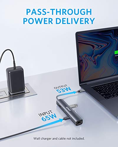 Anker USB C Hub, PowerExpand 6-in-1 USB C PD Ethernet Hub with 65W Power Delivery, 4K HDMI, 1Gbps Ethernet, USB-C Data Port, 2 USB 3.0 Data Ports, for MacBook Pro, MacBook Air, iPad Pro, XPS, and More