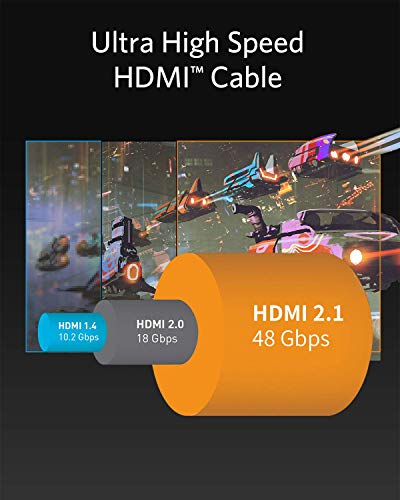 Anker 8K@60Hz HDMI Cable, Ultra High Speed 4K@120Hz 48Gbps 6.6 ft Ultra HD HDMI to HDMI Cord, Support Dynamic HDR, eARC, Dolby Atmos, Compatible with PlayStation 5, Xbox Series X, Samsung TVs and More