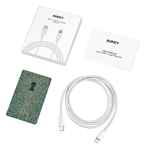 AUKEY USB C to Lightning Cable 3.3ft Power Delivery Type C to iPhone Cable Fast Charge Compatible with iPhone X/iPhone 8/8 Plus, iPad Pro 2017 and Other iOS Devices - White