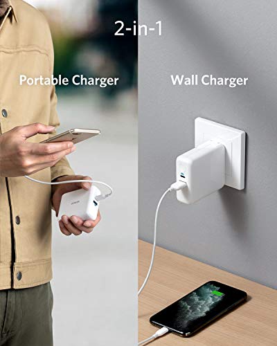 Anker PowerCore Fusion III PIQ 3.0, 18W USB-C Portable Charger 2-in-1 with Power Delivery Wall Charger for iPhone12，12Mini, 11, iPad, Samsung, Pixel and More