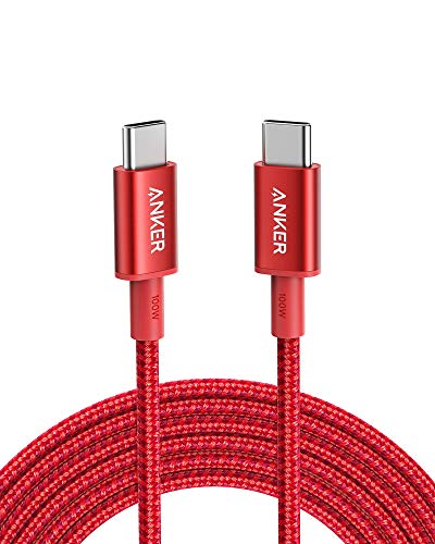 Anker USB C Cable 100W 10ft, New Nylon USB C to USB C Cable 2.0, Type C Charging Cable Fast Charge for MacBook Pro 2020, iPad Pro 2020, iPad Air 4, Galaxy S20, Pixel, Switch, LG, and More(Red)