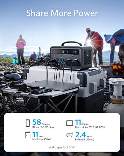 Anker Portable Power Station, Powerhouse II 800, 500W/777Wh Solar Generator with 110V/500W 2-AC Outlets, 2X 60W Power Delivery Outputs & LED Flashlight, for Outdoor RV/Van Camping, Home Emergencies