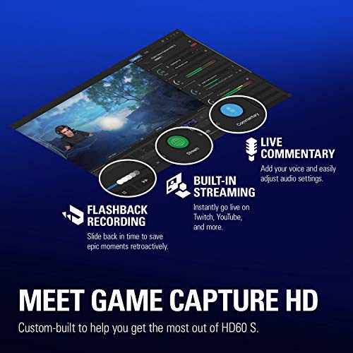 Elgato HD60 S Capture Card 1080p 60 Capture, Zero-Lag Passthrough, Ultra-Low Latency, PS5, PS4, Xbox Series X/S, Xbox One, Nintendo Switch, USB 3.0 (1GC109901004)
