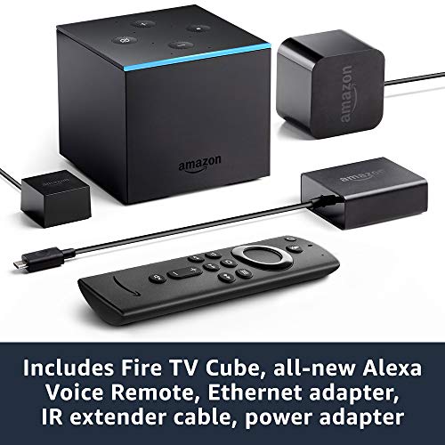Fire TV Cube, hands-free with Alexa and 4K Ultra HD (includes all-new Alexa Voice Remote), streaming media player